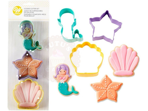 Set X3 Molde Cortantes Sirena Estrella Galletas Fondant 