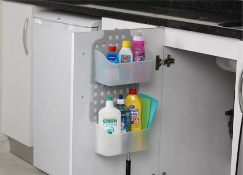 Estante Organizador De Limpieza Jabón Esponja De 2 Niveles Color Blanco