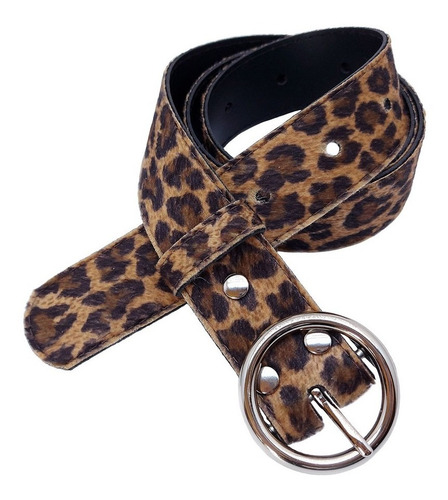 Cinto Animal Print Fivela Redonda Removível + Tira Extra