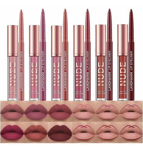 12 Matte Lápiz Labial Líquido Lápiz De Labios Mate De Larga