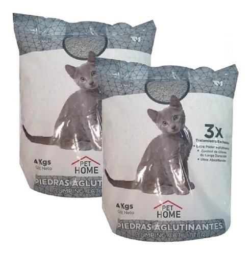 Piedritas Sanitarias Aglomerante Litera Gatos 4kg Pethome X2 x 4kg de peso neto