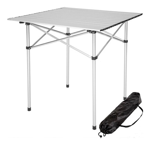 Mesa De Aluminio Plegable Super Liviana Para Camping 70x70.