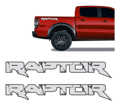 Adesivo Lateral Ford Ranger Raptor 2018/2021 Faixa Caçamba Cor Prata/grafite