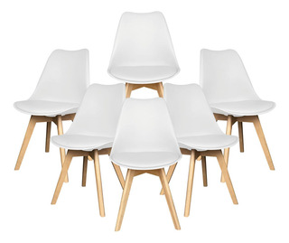 Set 6 Sillas Eames Tulip Asiento Acolchado Minimalista