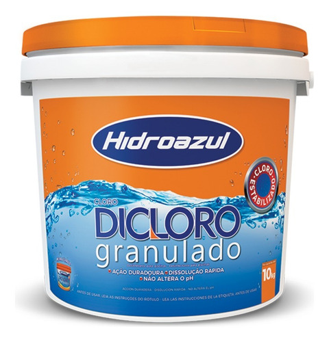 Cloro Dicloro Granulado Hidroazul 10 Kg Para Piscina