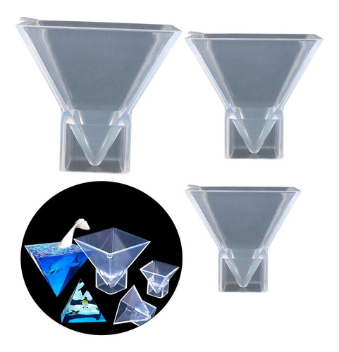 3 Moldes De Silicona Transparentes Para Pirámides, Moldes