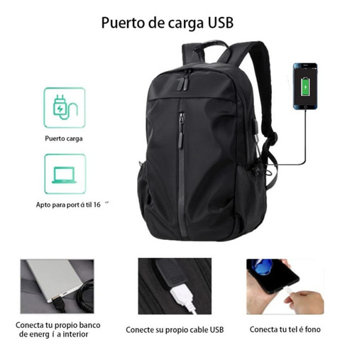 Mochila Para Hombre Portátil 35l Gran Capacidad Mochila Antirrobo Hombre Con Puertos Usb Compartimento Múltiple Mochila De Viaje Nylon Impermeable