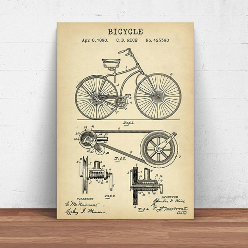 Cuadros Chapas Vintage Mdf - Patente Bicicleta - Exclusivo