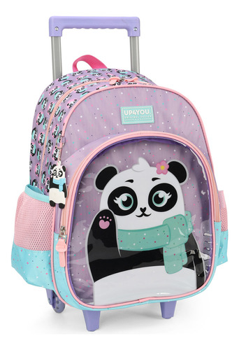 Mochila Rodinha G Escolar Up4you Panda Ursinha Ic40122 Cor Lilás