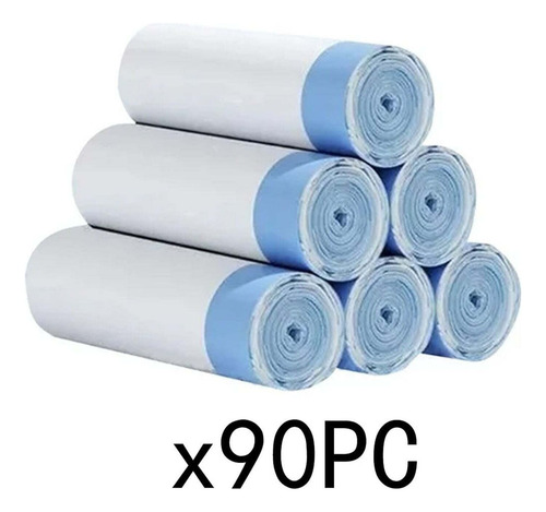 6 Rollos (90pcs) Cordón Bolsa De Basura Blanco