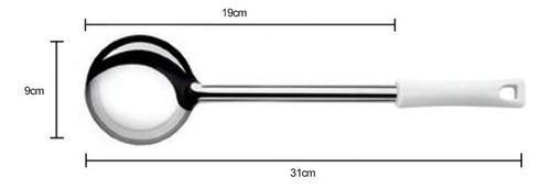 Cucharon Acero Inox 65 Ml Mango Blanco Durafio - Color Gris