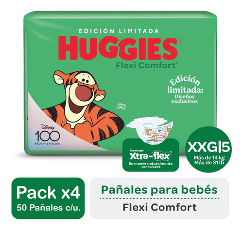 Pañales Huggies Flexi Comfort Doble Xg (xxg) 50u Pack X4