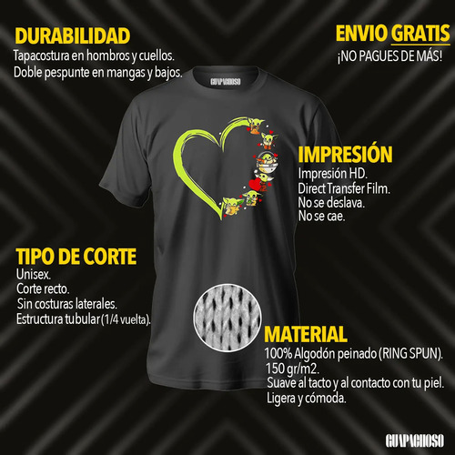 Playera Star Wars Corazón Grogu Estampado