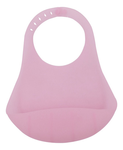 Babador De Silicone Para Bebes Com Bolso Migalhas Rosa