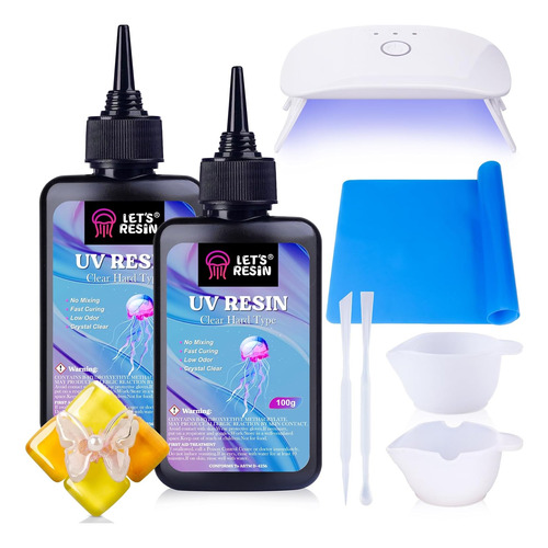 Resina Uv Luz, Kit De Resina Uv Mejorado De 200 G Trans...