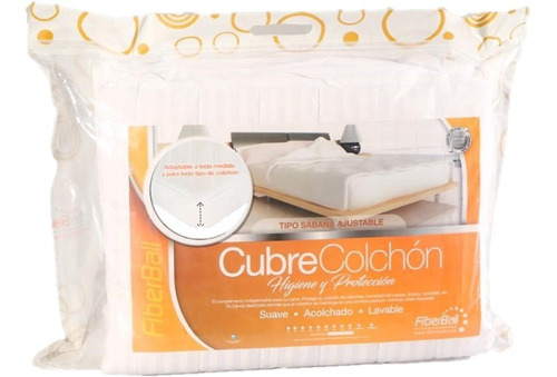 Cubre Colchón Protector Fiberball Alcolchado Lavable 80x190