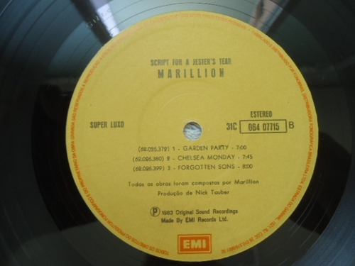 Lp Marillion Script For A Jester's Tear 1983 (Usado)