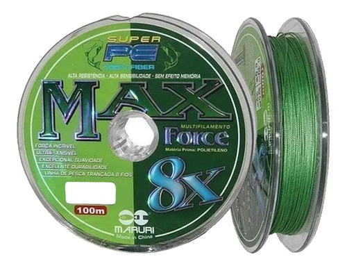 Linha Pesca Multifilamento Maruri Max Force 8x Verde - 100m