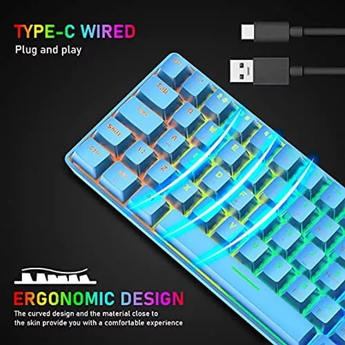  SELORSS Mini teclado mecánico para juegos 60% con