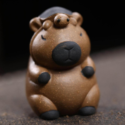 Capybara Mini Estatua Escultura Animal Té Marrón Oscuro
