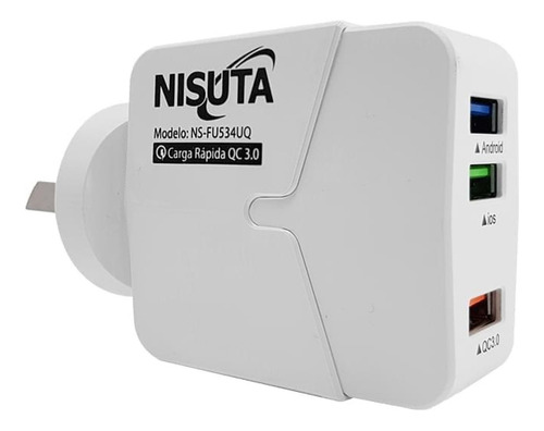 Cargador 220v Carga Rapida Nisuta Con 3 Puertos Usb 3.6a