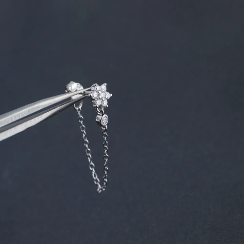 Arete De Plata 925 Zirconias Flor Unitalla Mujer