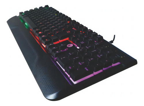 Teclado Usb Gamer Semi Mecânico Preto Com Iluminação Rainbow Idioma Português Brasil Cor De Teclado Preto