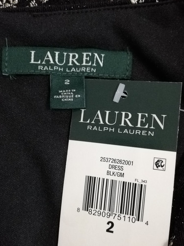 Vestido Color Negro Rl Con Cuentas En La Cintura Talla 2