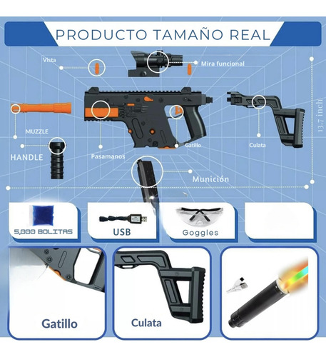 Vector Gun Pistola De Hidrogel Eléctrica Ráfaga Automática