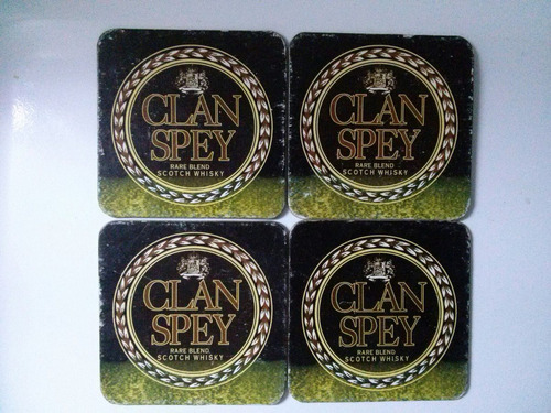 4 Posavasos Whisky Clan Spey,doble Faz