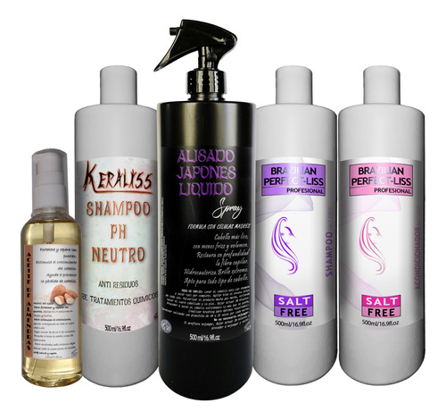 Alisado Japones Spray Acondicionador Y Shampoo Sin Sal Aceit