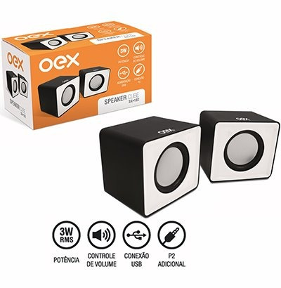 Caixa De Som Speaker Cube Preta/rosa Para Pc 