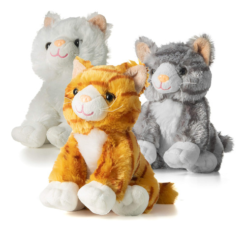 Prextex Juego De 3 Gatos De Peluche Grande Diseno Realista