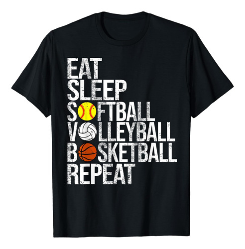 Eat Sleep Softbol Voleibol Baloncesto Repetir Polera Depor