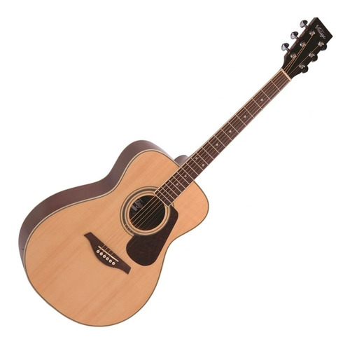 Guitarra Acústica Vintage V300 Tapa Sólida De Caoba Color Natural