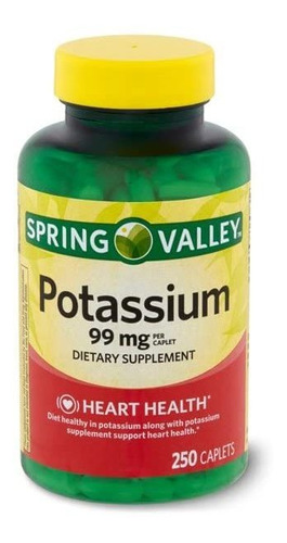 Spring Valley Potassium Potasio 99mg 250 Cápsulas 