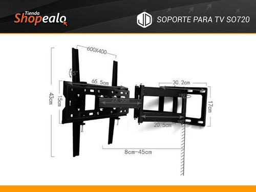 Imagen 5 de 8 de Soporte Para Tv Jd So720 De 32 A 80 Pulgadas + Cuota -*