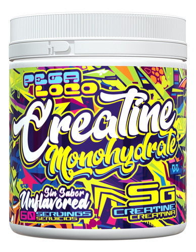 Pega Loco - Creatina Monohidrato Sin Sabor 300g 60sv