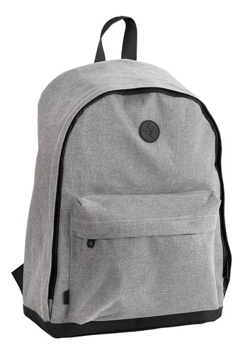 Mochila escolar urbana com encosto plano, cor cinza, design de tecido liso