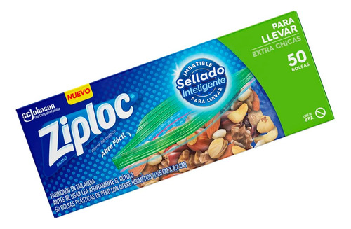 Ziploc Bolsas Cierre Hermético Para Llevar Extra Chicas X50