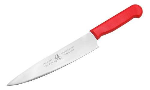 Cuchillo Profesional Para Carne Acero 8 Pulgadas Vencort Color Rojo