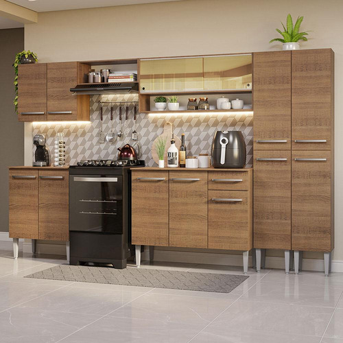 Cocina Integral Completa Modular Madesa Emilly 293cm 03 Color Marron