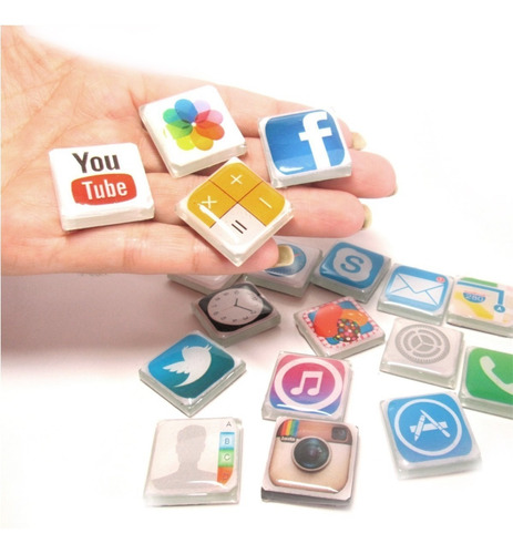 Imagen 4 de 6 de ¡ Iconos Magnéticos iPhone 5 4 Apps Pega Nevera Metal New !!