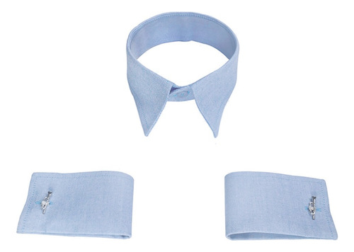 Cuello Y Puños Mancornas Para Cambiarle A Camisa Azul Claro