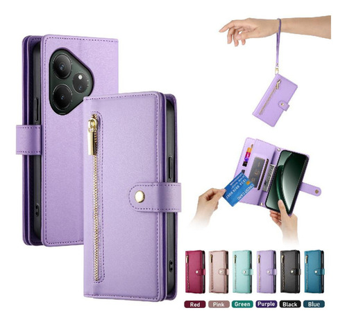 Funda Abatible For Realme Gt6 5g Con Ranuras For Tarjetas
