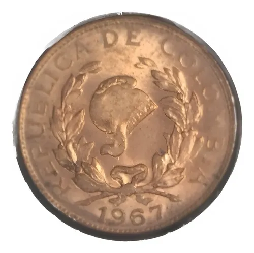 Colombia 1 Centavo 1967 Unc. Troquel Chocado Clash Error !