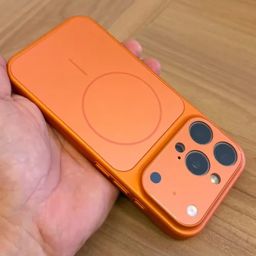 Case Laranja Magnética P/ iPhone 14 Pro, Max Proteção Lente