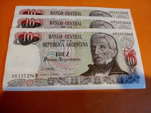 Lote Billetes Diez Pesos Argentinos, Correlativo