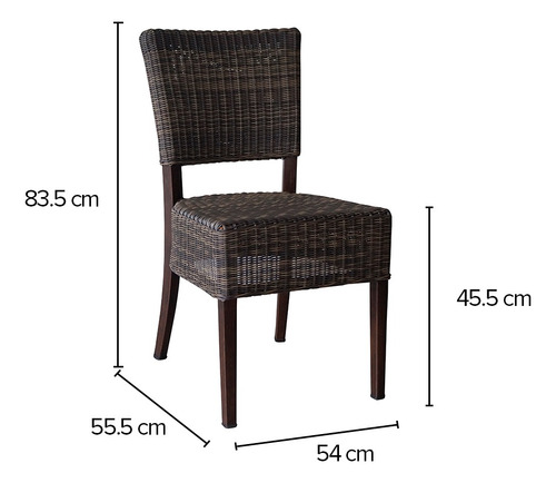 Silla Zurich Asiento Y Respaldo Mimbre Café Sin Brazos Durex