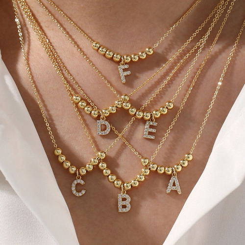 Collar De Acero Inoxidable Con Inicial Dije Letras Dorado